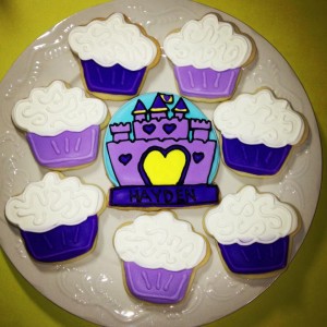 Purple Princess Castle Cookies and Cupcake Cookies