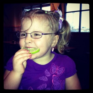 Post Ice-Skating at Dinner - Sucking on a Lime!