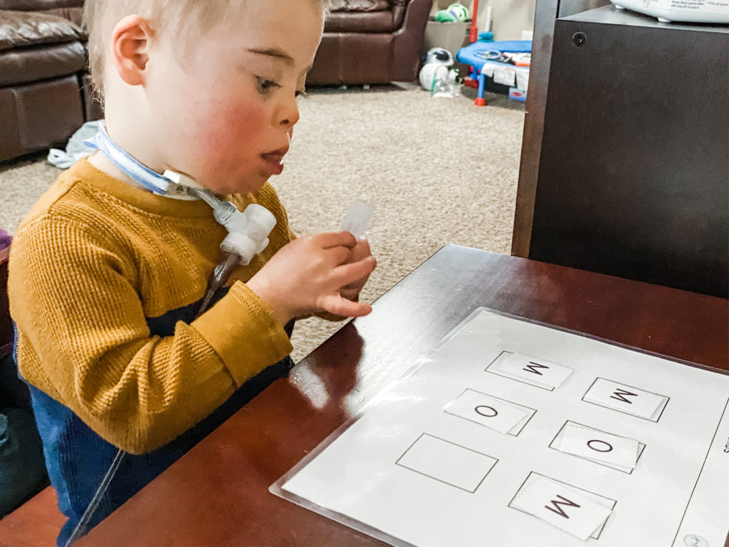 Downloadable Letter Flash Cards and Word Matching Templates, Down Syndrome Boy, Matching Letters